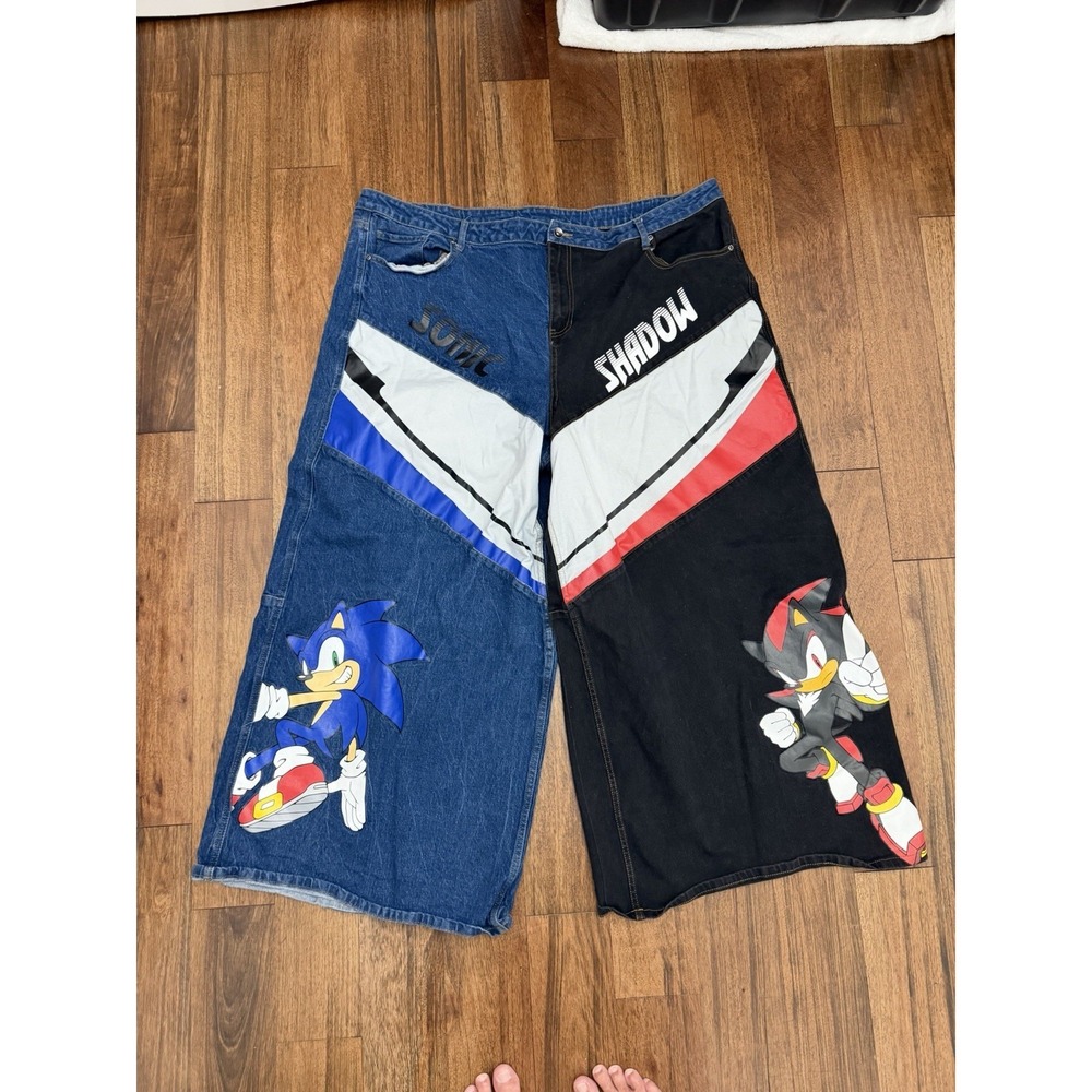 Rare Hot Topic Sonic The Hedgehog V Shadow The Hedgehog Spilt Wide Jeans 28